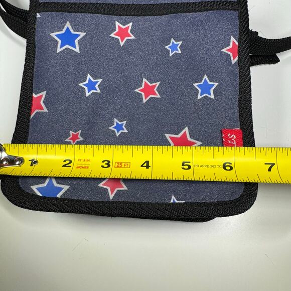 STAR Red Blue Star Print Crossbody Wallet Purse Vinyl Travel Organizer - Picture 12 of 13